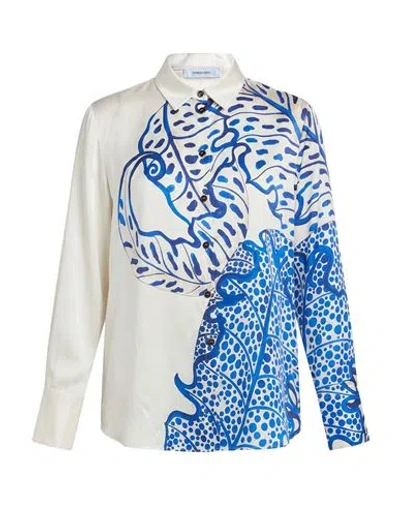 Ferragamo Woman Shirt Blue Size 4 Silk In White