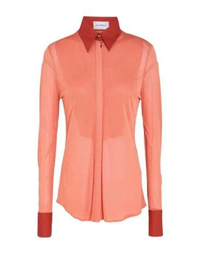 Ferragamo Woman Shirt Coral Size 10 Viscose In Red