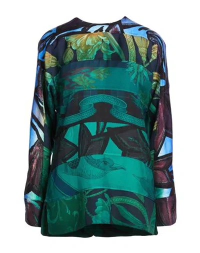 Ferragamo Woman Shirt Emerald Green Size 4 Silk