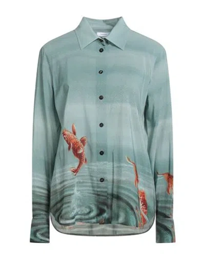 Ferragamo Woman Shirt Light Green Size 10 Silk, Viscose, Elastane