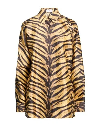 Ferragamo Woman Shirt Marigold Size 12 Silk In Brown