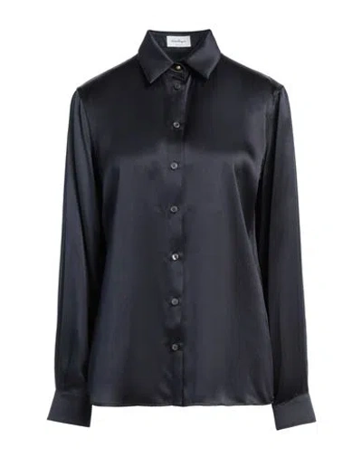 Ferragamo Woman Shirt Midnight Blue Size 6 Silk, Viscose