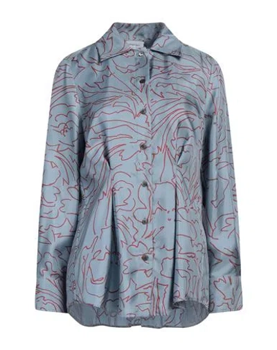 Ferragamo Woman Shirt Pastel Blue Size 8 Silk