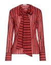 FERRAGAMO FERRAGAMO WOMAN SHIRT RED SIZE 8 SILK, ELASTANE