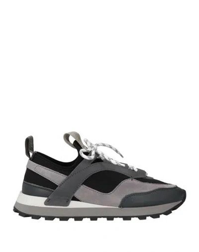 FERRAGAMO FERRAGAMO WOMAN SNEAKERS LEAD SIZE 8 CALFSKIN, TEXTILE FIBERS