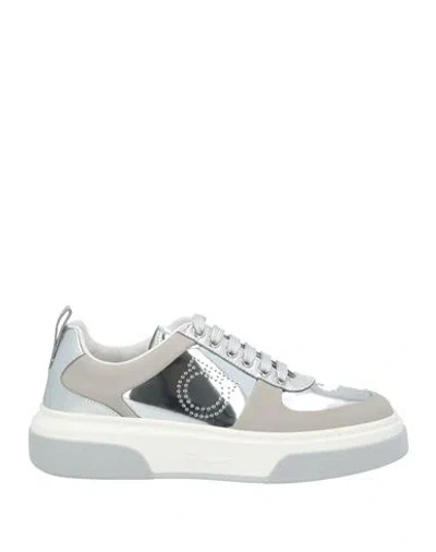 Ferragamo Woman Sneakers Light Grey Size 7.5 Calfskin