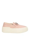 Ferragamo Gold Buckle Soft Leather Slip-on Sneaker In Pink
