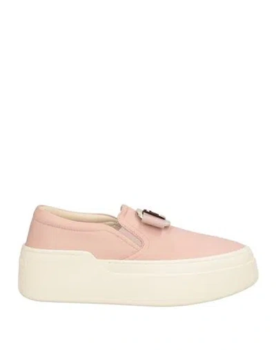 Ferragamo Woman Sneakers Light Pink Size 7.5 Lambskin, Textile Fibers