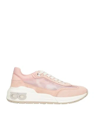 Ferragamo Woman Sneakers Pink Size 8 Calfskin, Textile Fibers