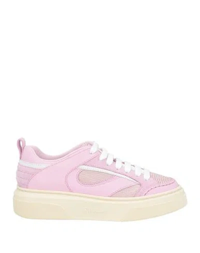Ferragamo Woman Sneakers Pink Size 8 Leather, Textile Fibers