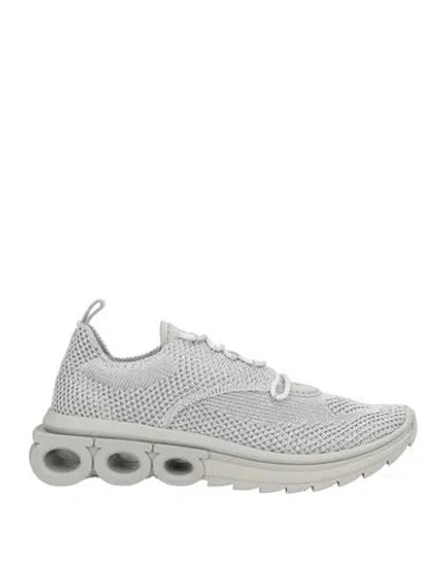 Ferragamo Woman Sneakers Silver Size 7.5 Textile Fibers, Leather In Multi