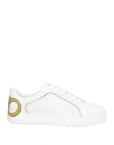 Ferragamo Woman Sneakers White Size 4.5 Calfskin, Lambskin