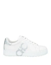Ferragamo Gancini-print Lace-up Sneakers In White