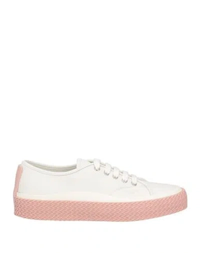 Ferragamo Storm Contrast Sole Leather Sneakers In White