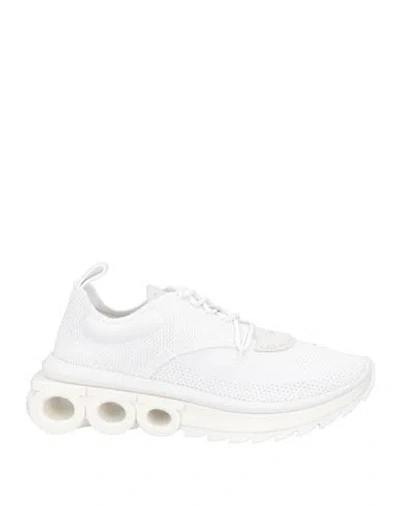 Ferragamo Woman Sneakers White Size 6.5 Polyester, Elastane, Lycra, Calfskin
