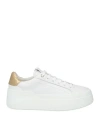 Ferragamo Leather Panelled Platform Sneakers With Rubber Sole In White