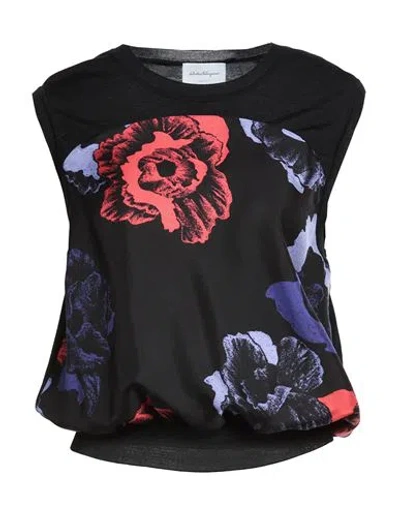 Ferragamo Woman Sweater Black Size M Virgin Wool, Silk