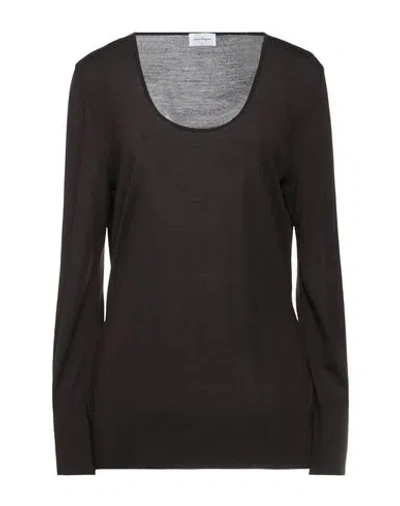 Ferragamo Woman Sweater Dark Brown Size M Virgin Wool, Polyamide