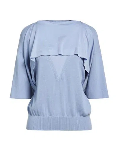 Ferragamo Woman Sweater Slate Blue Size M Cotton, Silk