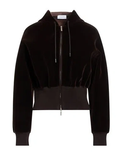 Ferragamo Woman Sweatshirt Dark Brown Size 6 Polyamide, Modal