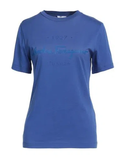 Ferragamo Woman T-shirt Navy Size L Cotton