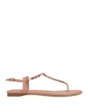 Ferragamo Woman Toe Strap Sandals Pastel Pink Size 9.5 Lambskin In Pink