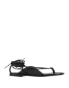 Ferragamo Woman Thong Sandal Black Size 8 Lambskin In Black