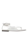 Ferragamo Woman Thong Sandal White Size 8 Lambskin