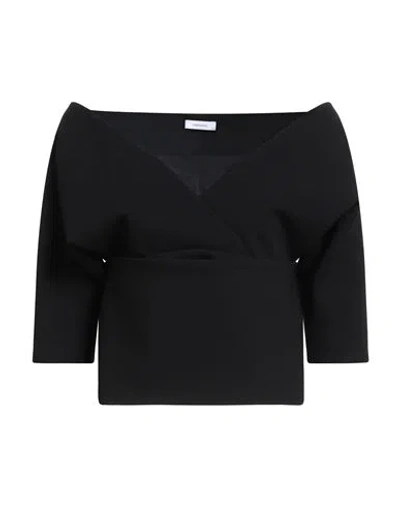 Ferragamo Woman Top Black Size 8 Wool, Polyamide, Elastane