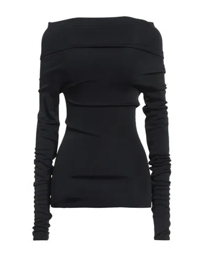 Ferragamo Woman Top Black Size L Viscose, Polyamide, Polyurethane
