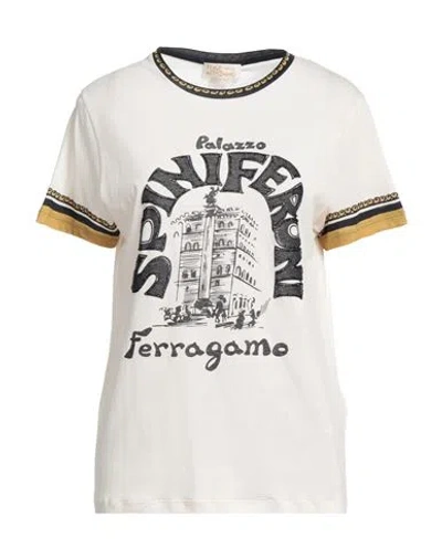 Ferragamo Woman T-shirt Ivory Size Xl Cotton In White