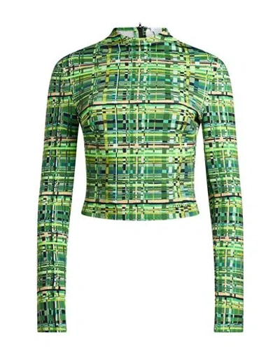 FERRAGAMO FERRAGAMO WOMAN T-SHIRT MILITARY GREEN SIZE M POLYAMIDE, ELASTANE