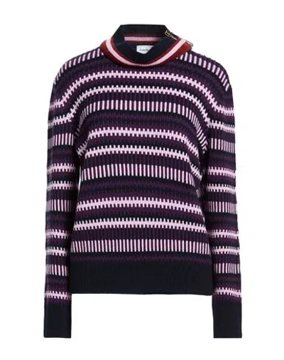 Ferragamo Woman Turtleneck Midnight Blue Size Xl Cashmere, Cotton In Multi
