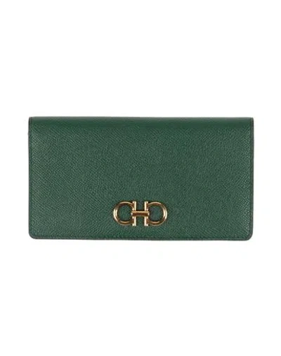 Ferragamo Woman Wallet Green Size - Calfskin