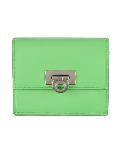 Ferragamo Woman Wallet Green Size - Calfskin In Brown