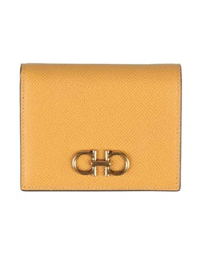 Ferragamo Woman Wallet Marigold Size - Calfskin In Yellow