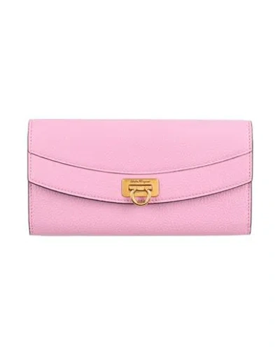 Ferragamo Woman Wallet Pink Size - Calfskin In Purple