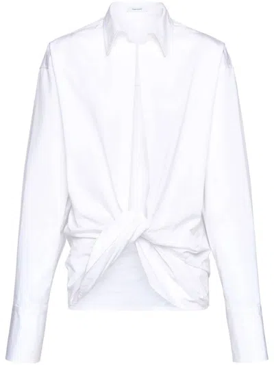Ferragamo Woman Knotted Shirt In White