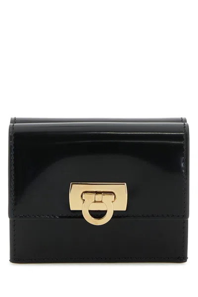 Ferragamo Women's 100% Leather Wallet In Nero