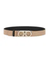 Ferragamo Reversible Gancini Calfskin Leather Belt In Brown