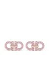 Ferragamo Golden Gancini Crystal Stud Earrings In Pink
