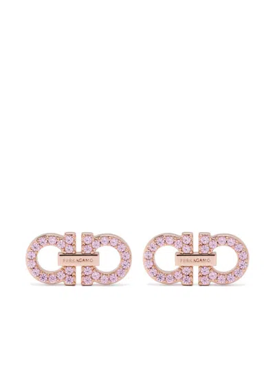 FERRAGAMO FERRAGAMO WOMEN 2 GANCI CRYSTAL EARRINGS
