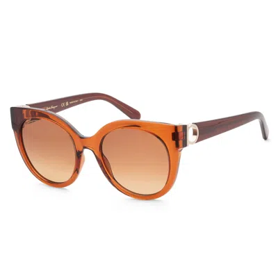 Ferragamo Women's 53 Mm Crystal Caramel Sunglasses In Orange