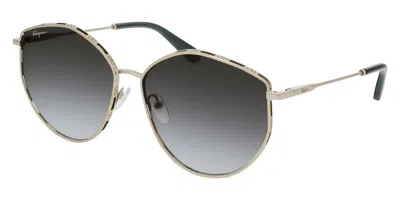 Ferragamo Salvatore  Grey Gradient Irregular Ladies Sunglasses Sf264s 785 60 In Gold