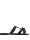 Ferragamo Leather Sandals Bow Detail Metallic Accent In Multicolor