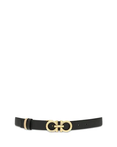 Ferragamo Women's Adjustable & Reversible Gancini Belt In Nero
