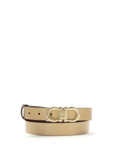 Ferragamo Women Adjustable And Reversible Gancini Leather Belt In Neutral