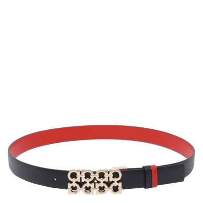 Ferragamo Women Adjustable And Reversible Woven Gancini Belt In Black