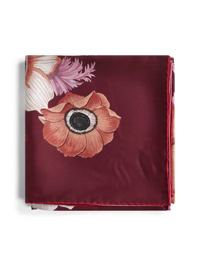 Ferragamo Women Anemone Print Silk Twill Scarf In Burgundy