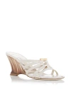 Ferragamo Women's Anemone 70mm Leather Wedge Sandals In Mascarpone